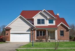 springtime house in american suburb