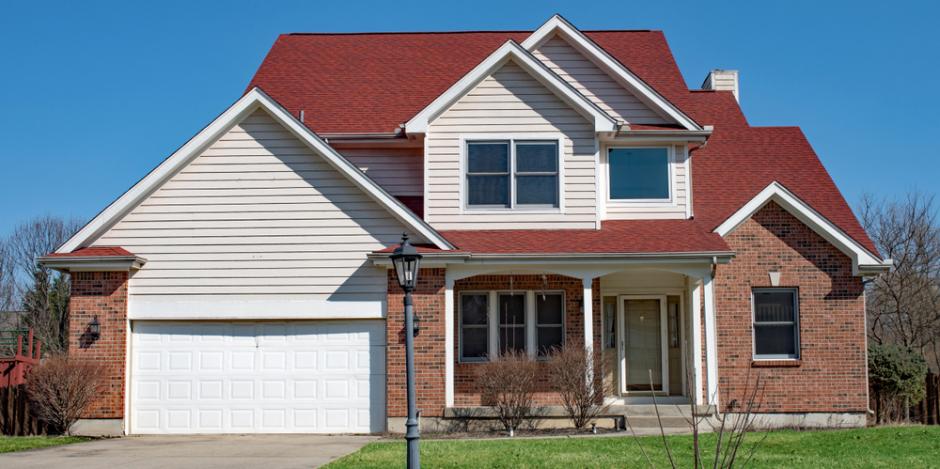 springtime house in american suburb