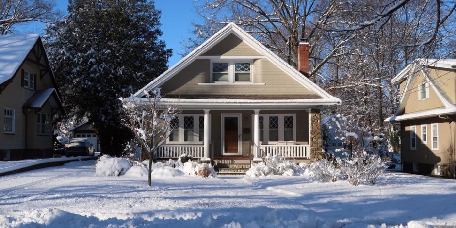 house in winter snow