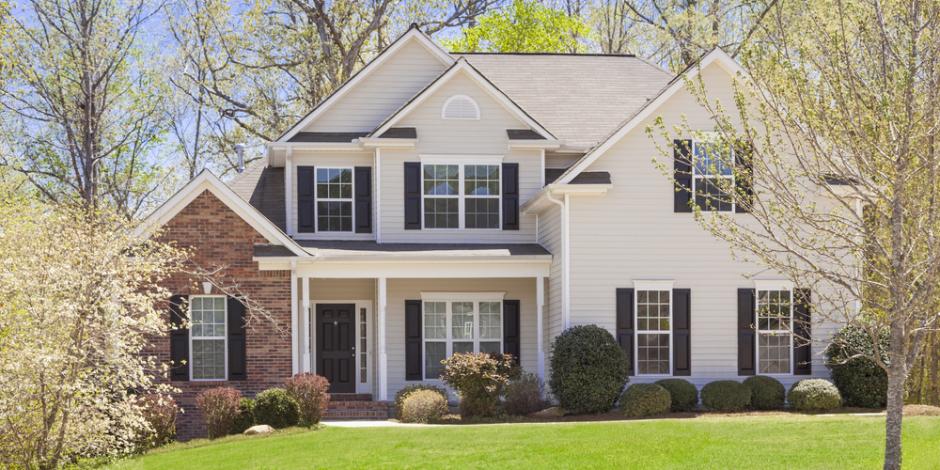 suburban house in spring time