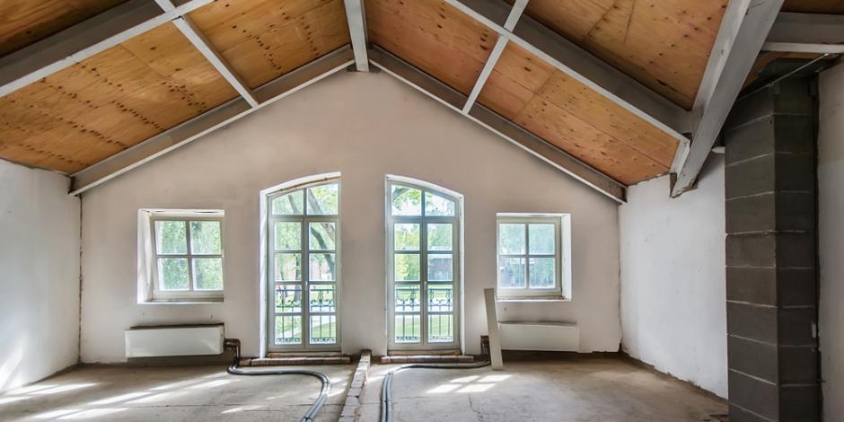 half finished attic space of home