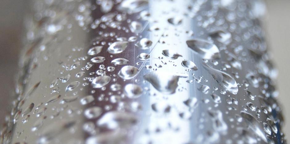 water droplets on aluminum ductwork