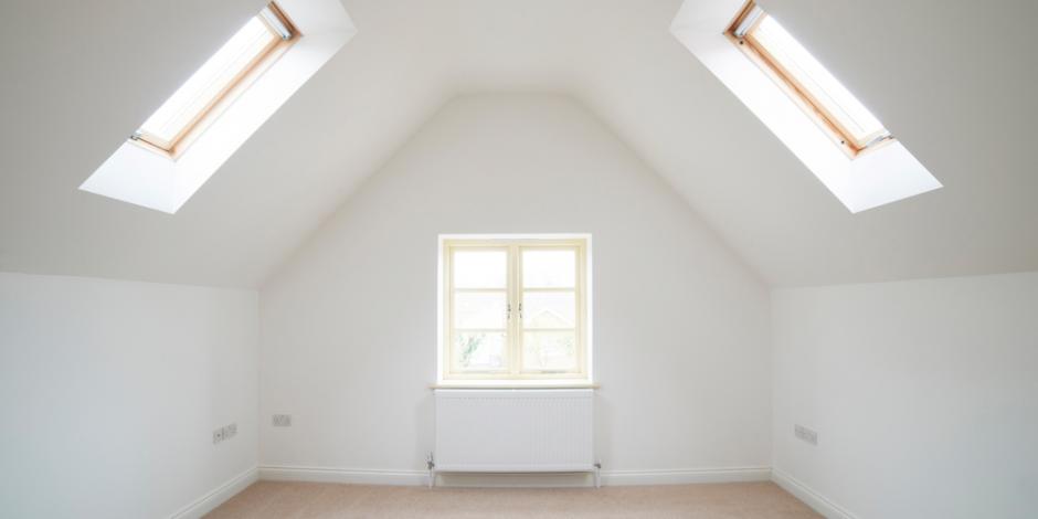finished empty white room, finished attic bonus room